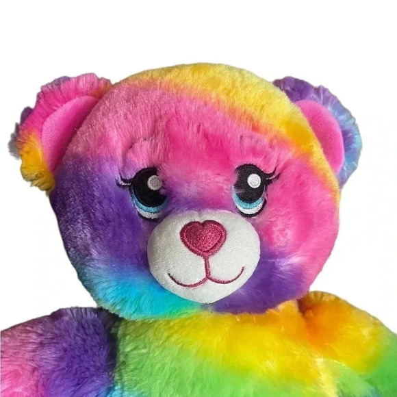 Build-A-Bear 2017 Rainbow Multicolor Tie Dye Stuffed Teddy Bear Plush Toy - Picture 4 of 11